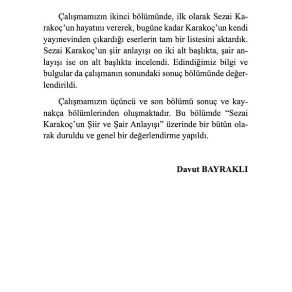 Sezai Karakoçun Şiir ve Şair Anlayışı | Davut Bayraklı