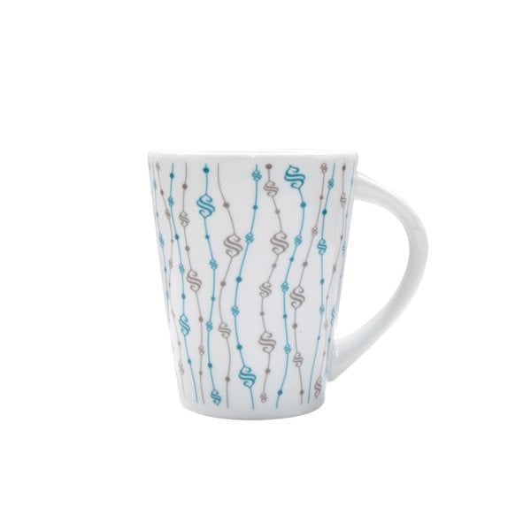 Turkuaz Zincir Tasarımlı Porselen Kupa Bardak