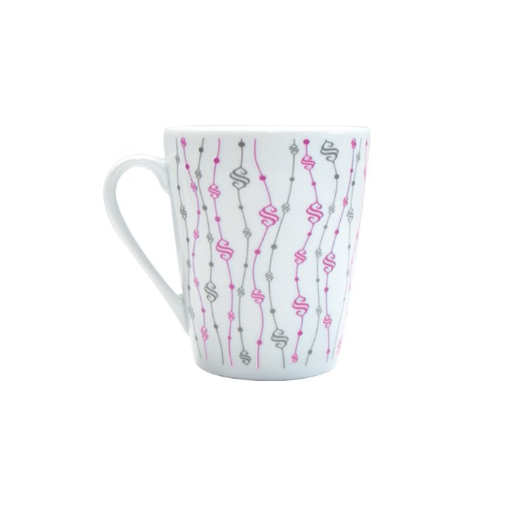 Pembe Zincir Tasarımlı Porselen Kupa Bardak