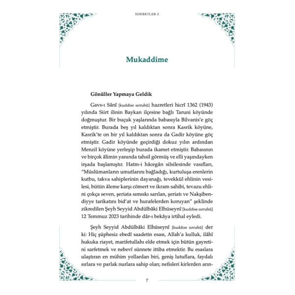 Gavsı Sani Şeyh Seyyid Abdülbaki El-Hüseyni (k.s.) Sohbetler - 2