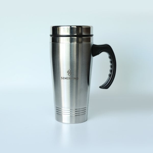 Semerkand Logolu Gümüş Termos - Büyük Boy