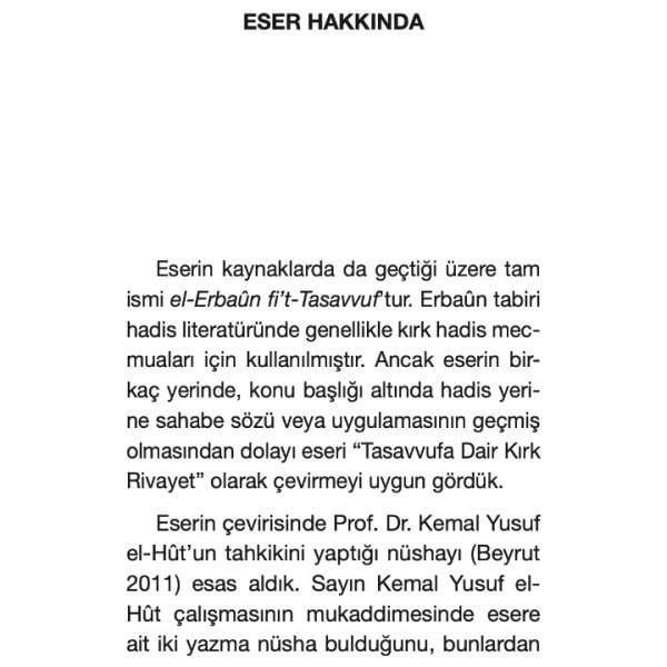 Tasavvufa Dair Kırk Rivayet | Ebu Abdurrahman Es-Sülemi