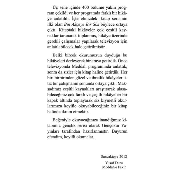 Bin Akçeye Bir Söz | Yusuf Duru