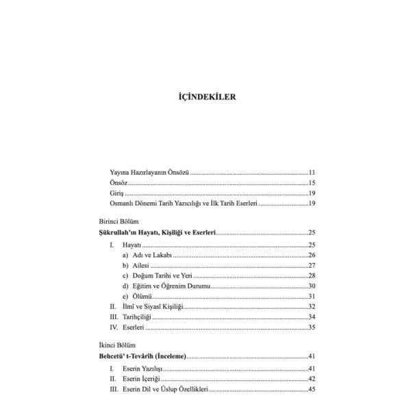 Behcetüt Tevarih | Şükrullah Efendi