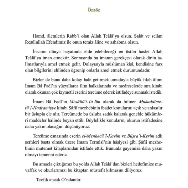 Mukaddimetül Hadramiyye | Şafii Fıkhı